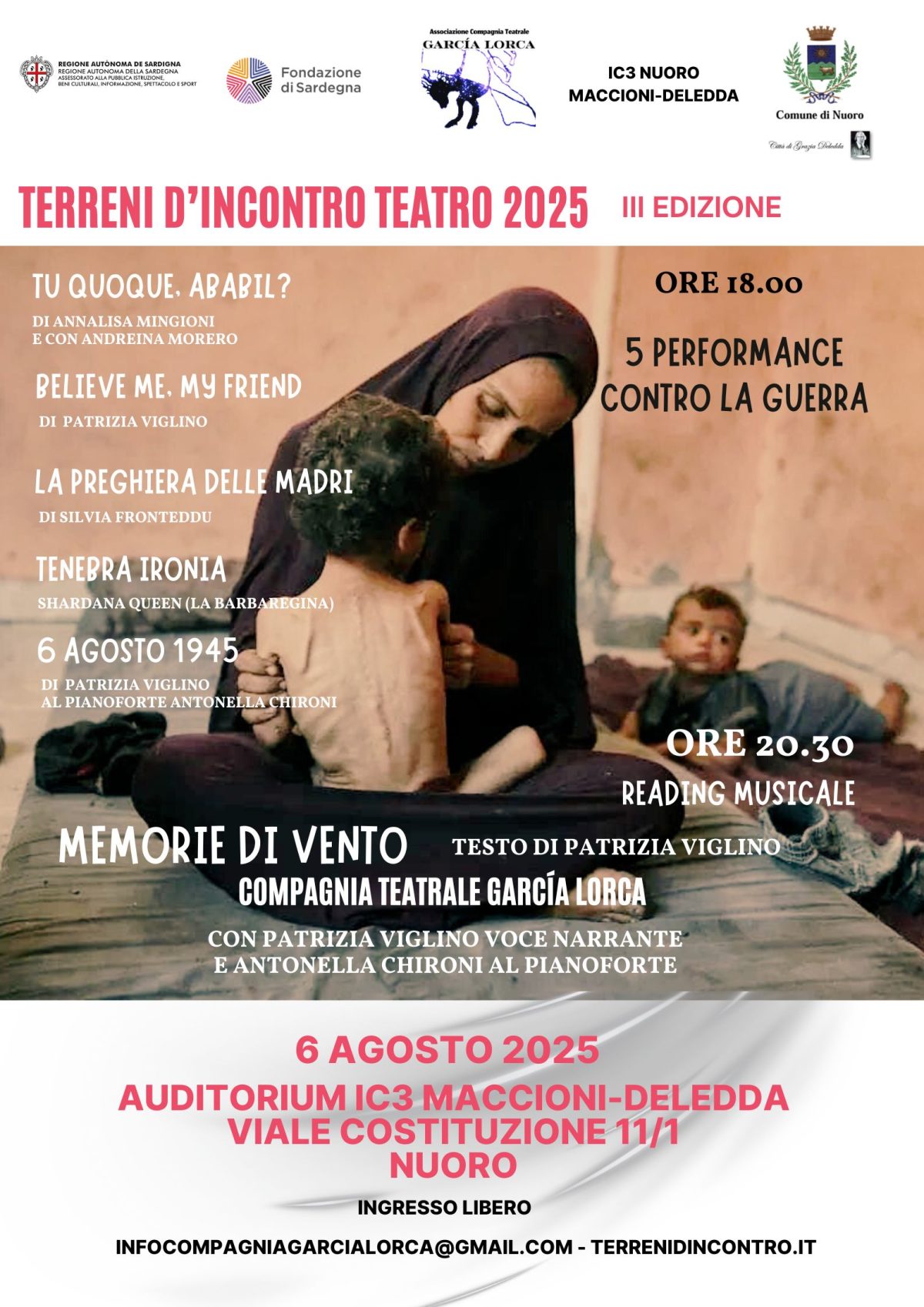 6/08/2025 “Memorie di Vento” della Compagnia Teatrale García Lorca + 5 Performance contro la guerra
